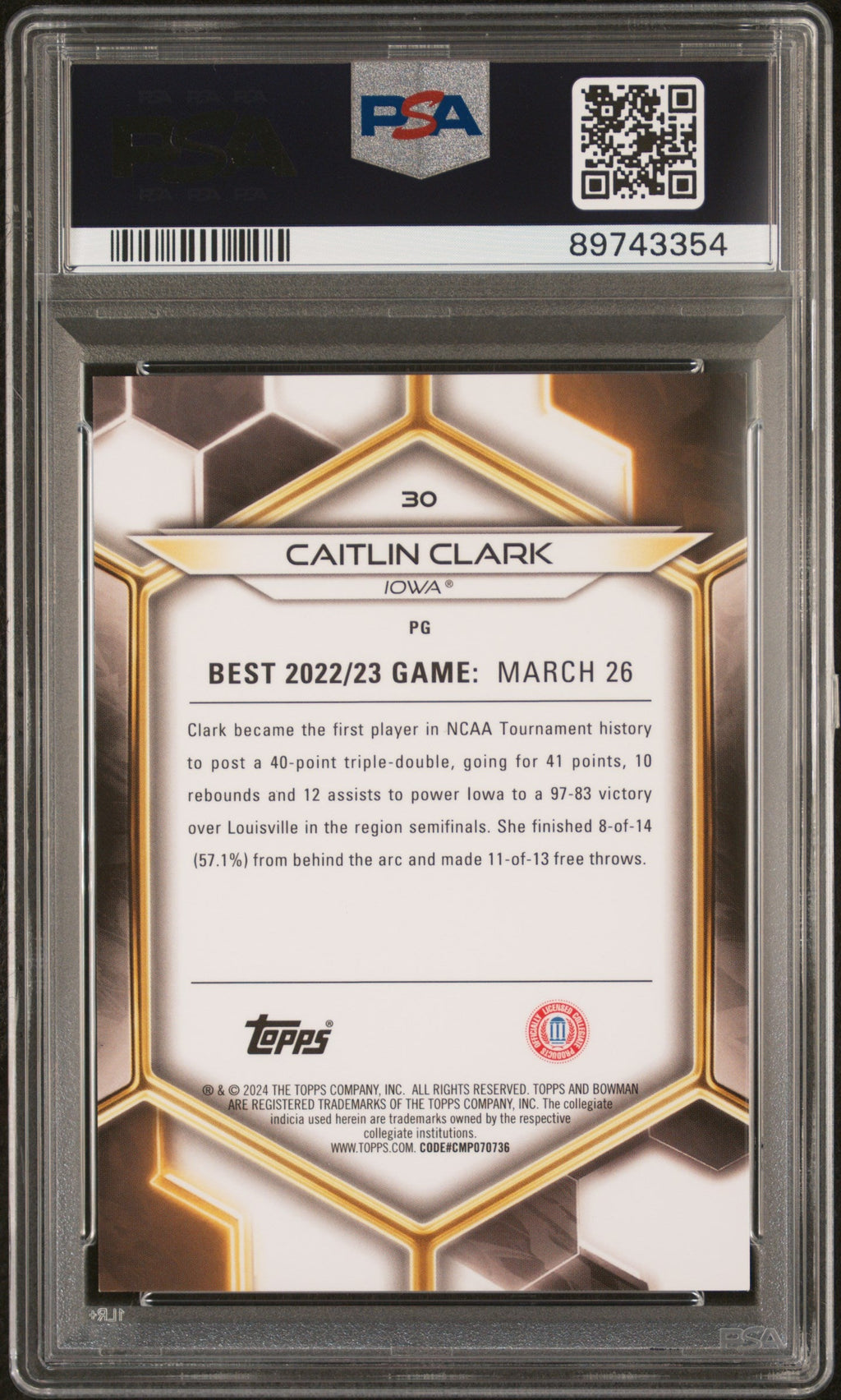 Graded 2023 Topps Bowman U Best Caitlin Clark #30 Blue /150 Rookie RC Basketball Card PSA 10 Gem Mint