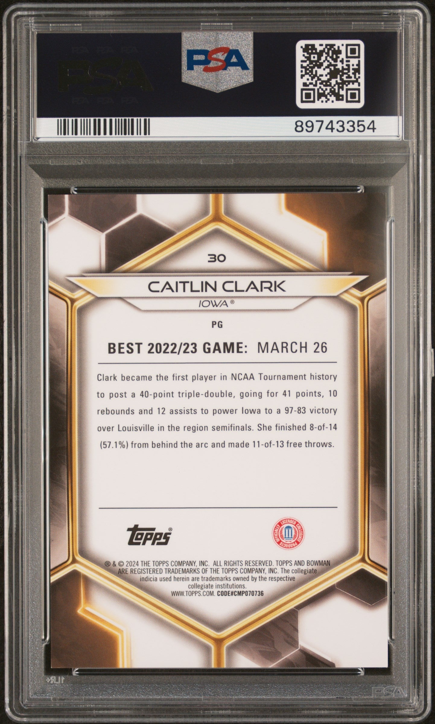 Graded 2023 Topps Bowman U Best Caitlin Clark #30 Blue /150 Rookie RC Basketball Card PSA 10 Gem Mint