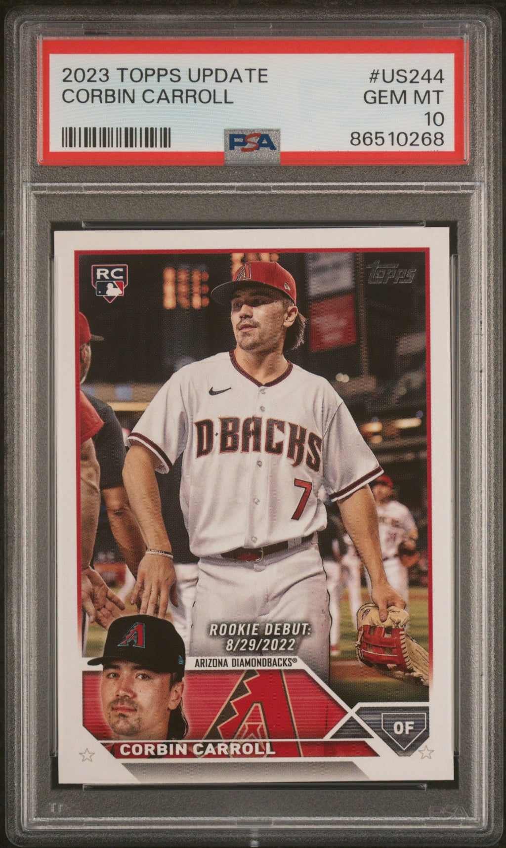 Graded 2023 Topps Update Corbin Carroll #US244 Rookie RC Baseball Card PSA 10 Gem Mint