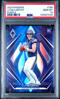 Graded 2024 Panini Phoenix Purple JJ McCarthy #185 Rookie RC Football Card PSA 10 Gem Mint