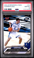 Graded 2024 Topps Bowman U Now Cooper Flagg #101 30 Burger Has Duke Dancing to the Elite Eight Rookie RC Basketball Card PSA 10 Gem Mint