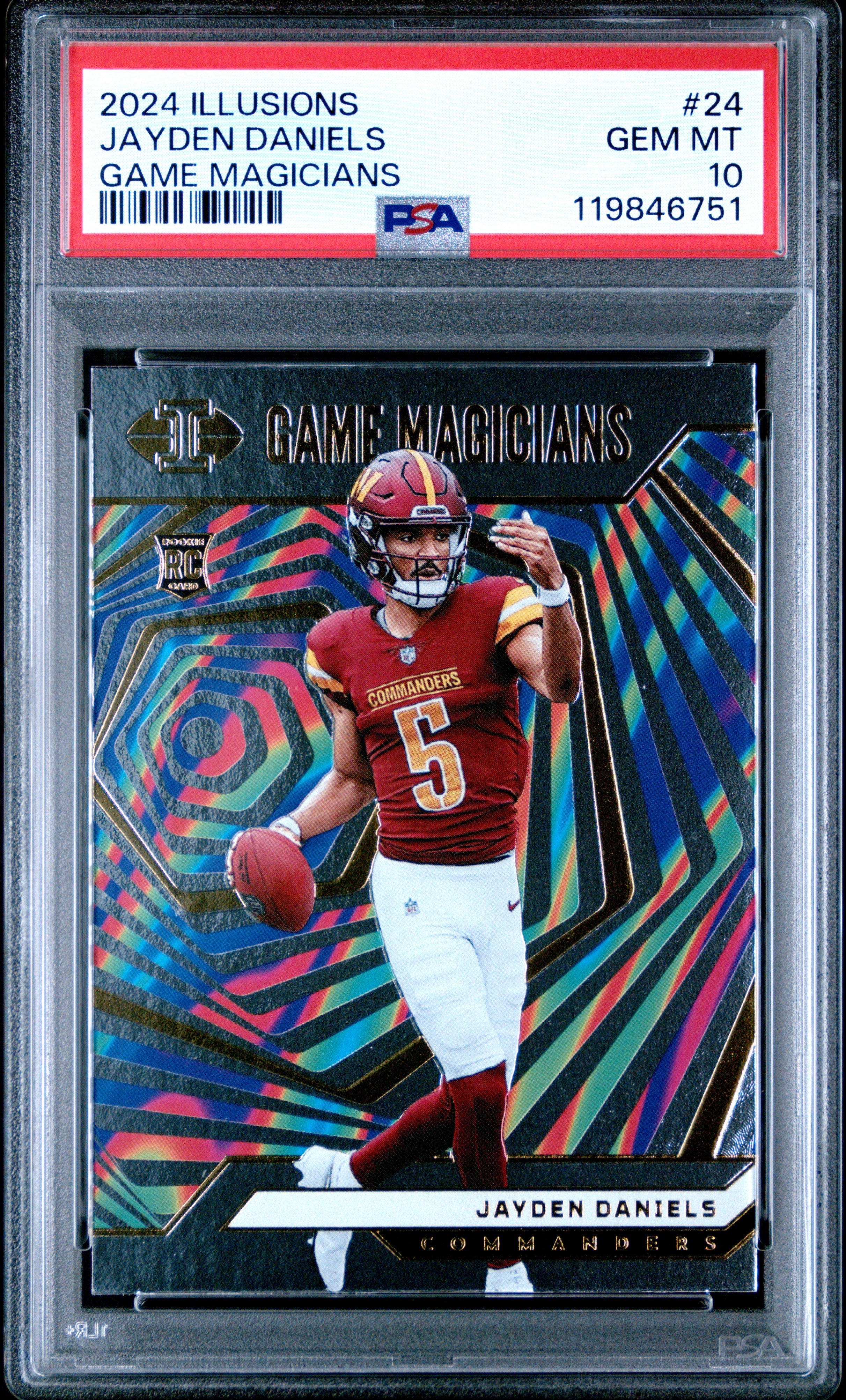Graded 2024 Panini Illusions Jayden Daniels #24 Game Magicians Rookie RC Football Card PSA 10 Gem Mint