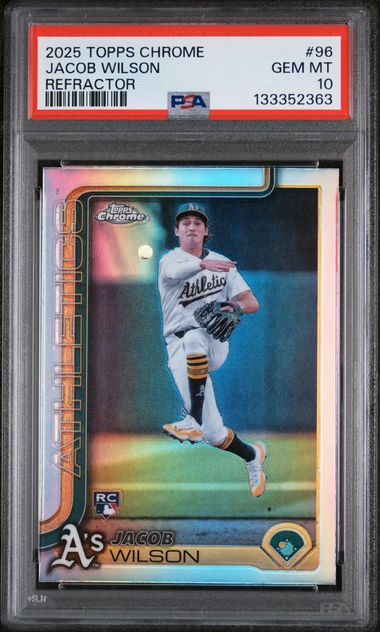 Graded 2025 Topps Chrome Jacob Wilson #96 Refractor Rookie RC Baseball Card PSA 10 Gem Mint