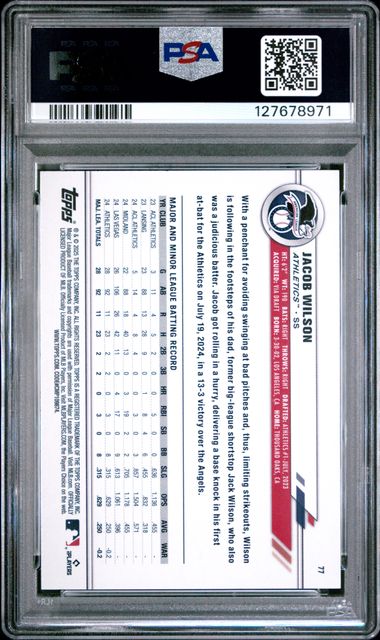 Graded 2025 Topps All Star Game Jacob Wilson #77 Rookie RC Baseball Card PSA 10 Gem Mint