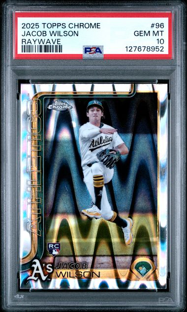 Graded 2025 Topps Chrome Jacob Wilson #96 Raywave Rookie RC Baseball Card PSA 10 Gem Mint