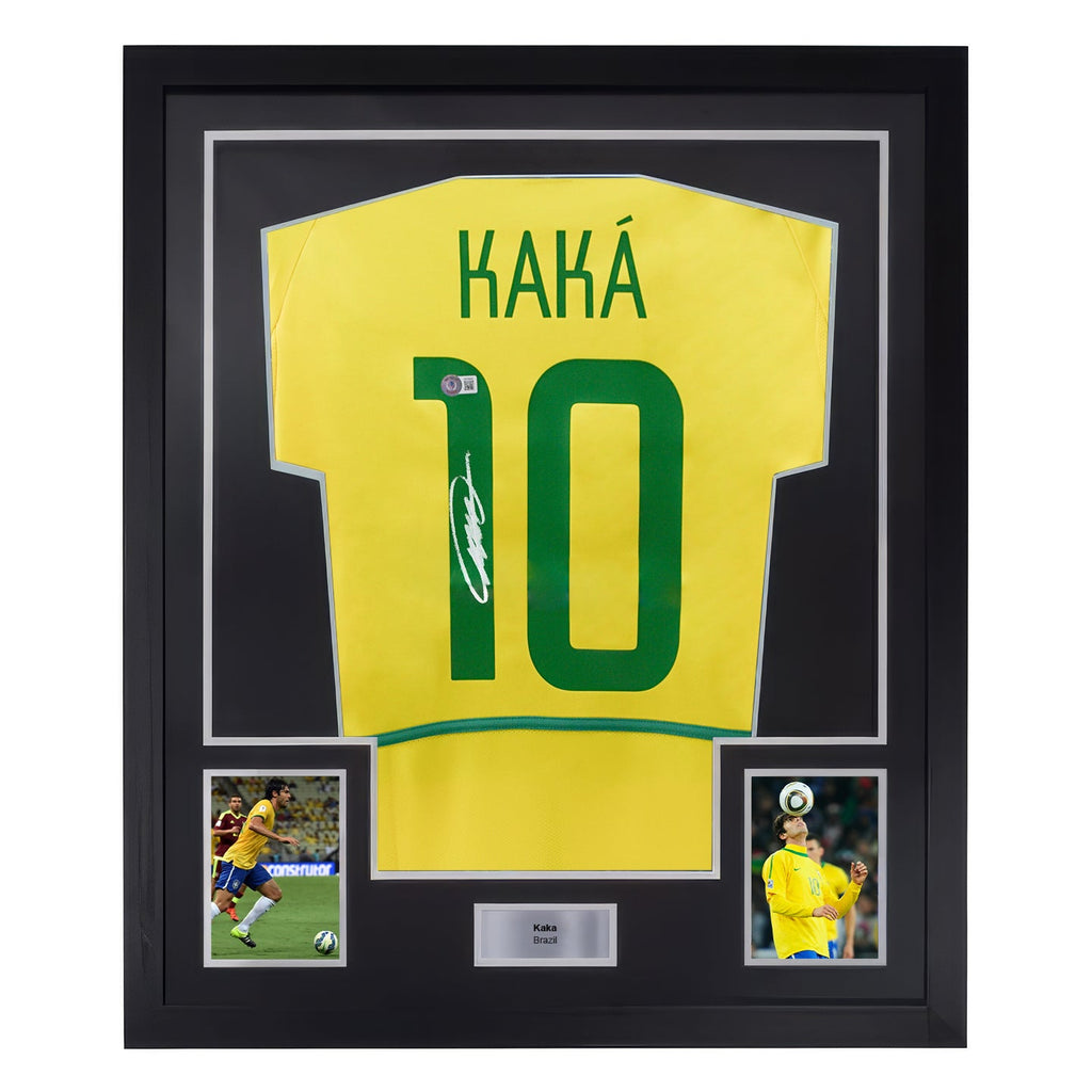 Framed Ricardo Kaka Signed Brazil FC Home Soccer Jersey #10 with Beckett Witness