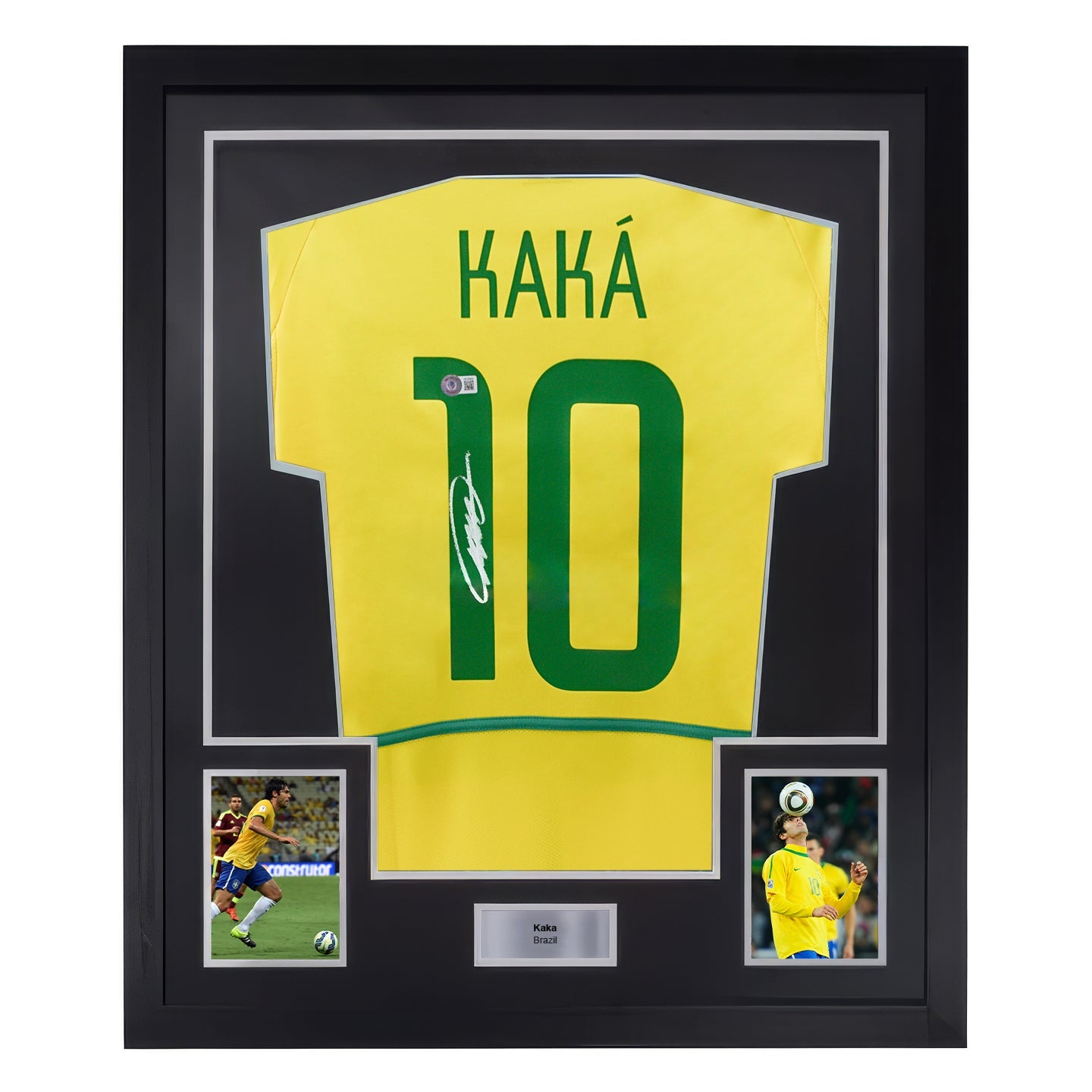Framed Ricardo Kaka Signed Brazil FC Home Soccer Jersey #10 with Beckett Witness