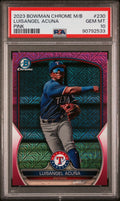 Graded 2023 Topps Bowman Chrome Mega Box Luisangel Acuna #230 Pink /199 Rookie RC Baseball Card PSA 10 Gem Mint