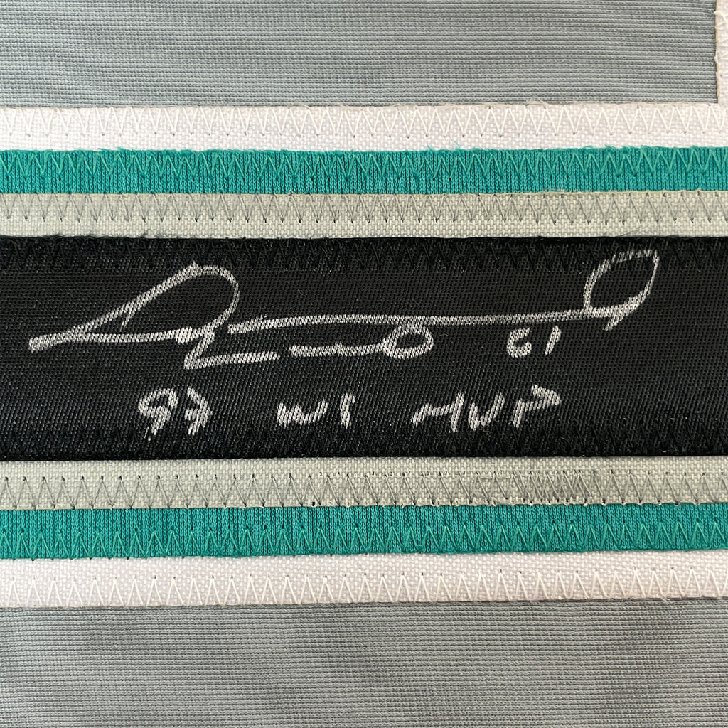 Framed Autographed/Signed Livan Hernandez 97 WS MVP 35x39 Florida Grey Baseball Jersey PSA/DNA COA