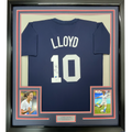 Framed Autographed/Signed Carli Lloyd 35x39 Navy Blue Soccer Team USA World Cup Jersey JSA COA