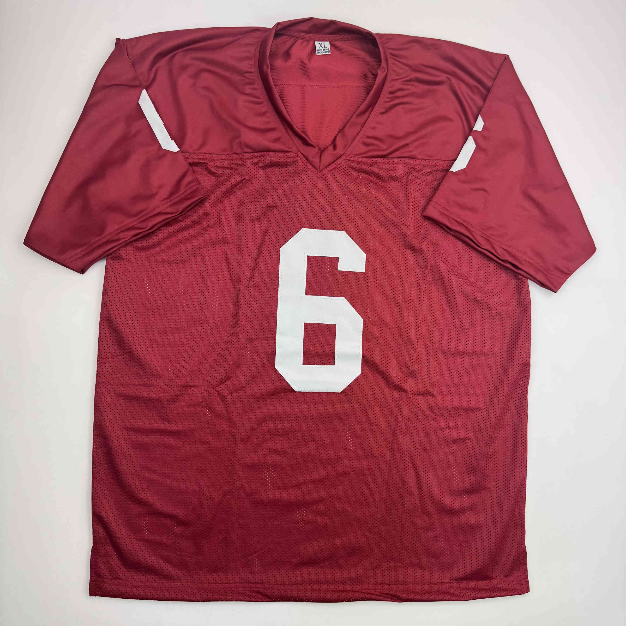 Autographed/Signed Baker Mayfield Oklahoma Crimson College Football Jersey Beckett BAS COA