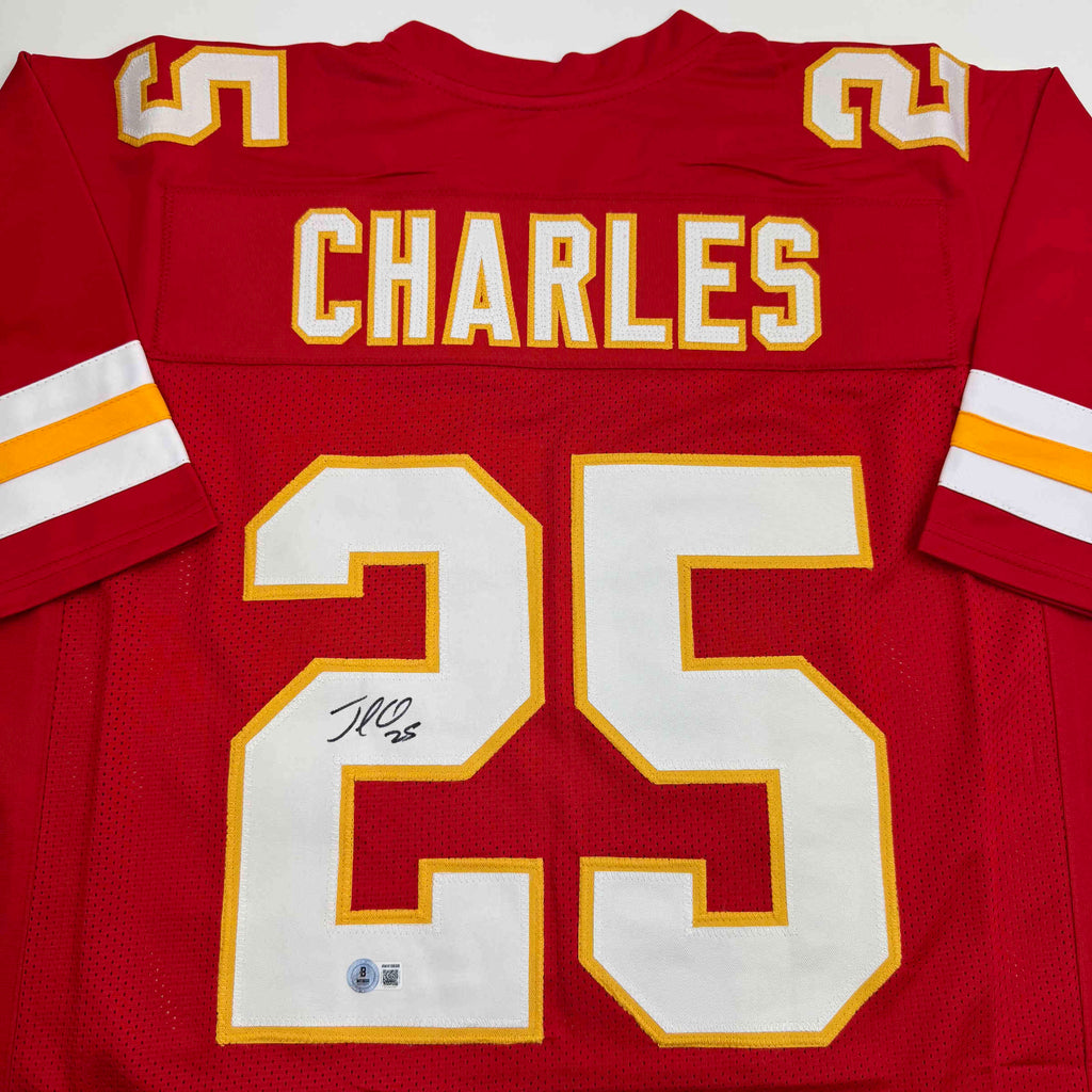 Autographed/Signed Jamaal Charles Kansas City Red Football Jersey JSA COA