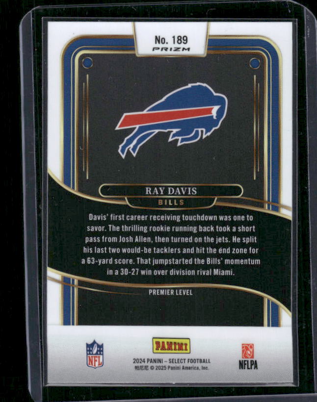 Ray Davis - 2024 Select Football - Red / Black Shock - Premier Level - Rookie