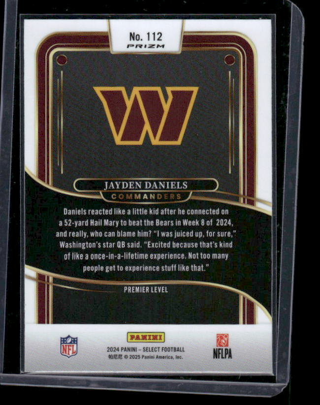 Jayden Daniels - 2024 Select Football - Red / Black Shock - Premier Level - Rookie