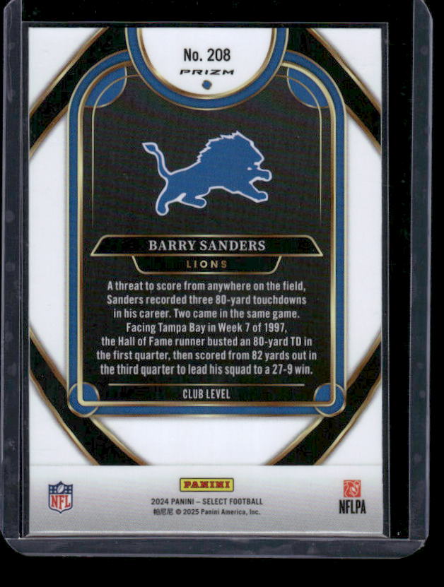 Barry Sanders - 2024 Select Football - Red / Black Shock - Club Level