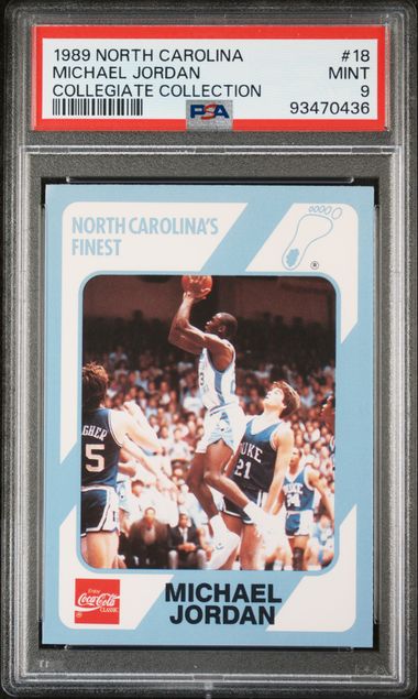 Graded 1989 North Carolina Collegiate Collection Michael Jordan #18 Basketball Card PSA 9 Mint