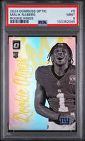 Graded 2024 Panini Donruss Optic Malik Nabers #5 Rookie Kings Rookie RC Football Card PSA 9 Mint