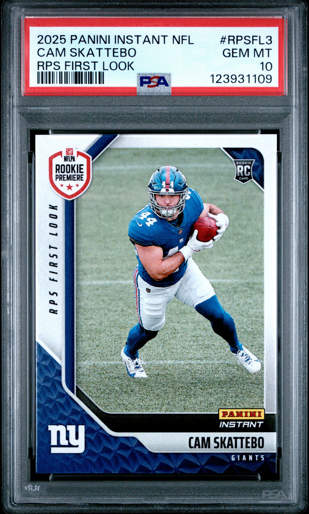 Graded 2025 Panini Instant Cam Skattebo #RPSFL3 RPS First Look Rookie RC Football Card PSA 10 Gem Mint