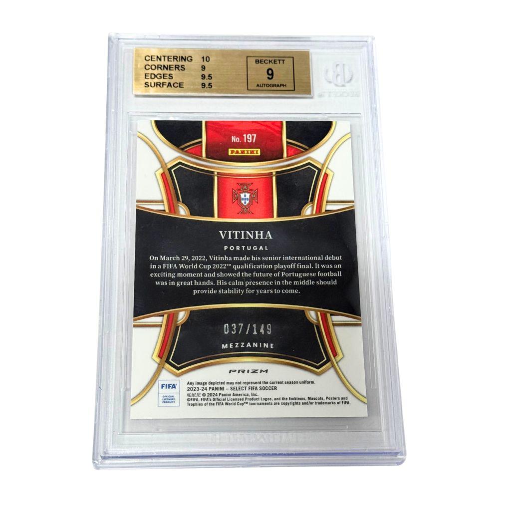 Vitinha Signed 2023-24 Panini Select FIFA /149 Red Wave #197 – BGS 9.5