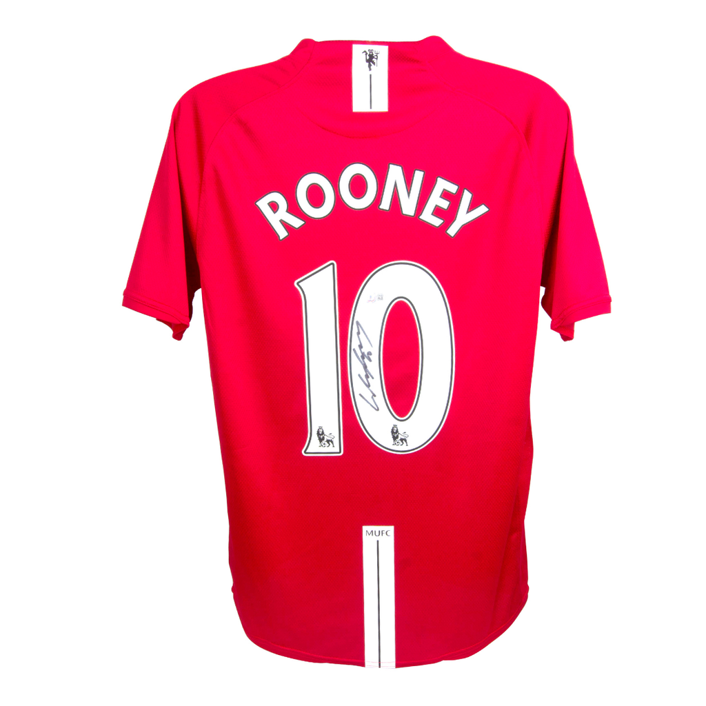 Framed Wayne Rooney Signed Manchester United Home Soccer Jersey #10 with Beckett COA