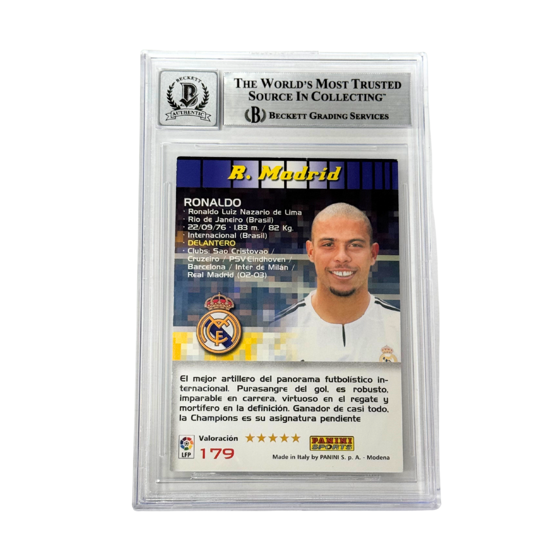 Ronaldo Nazario Signed 2004-05 Panini Megacracks La Liga #179 - Beckett Witness