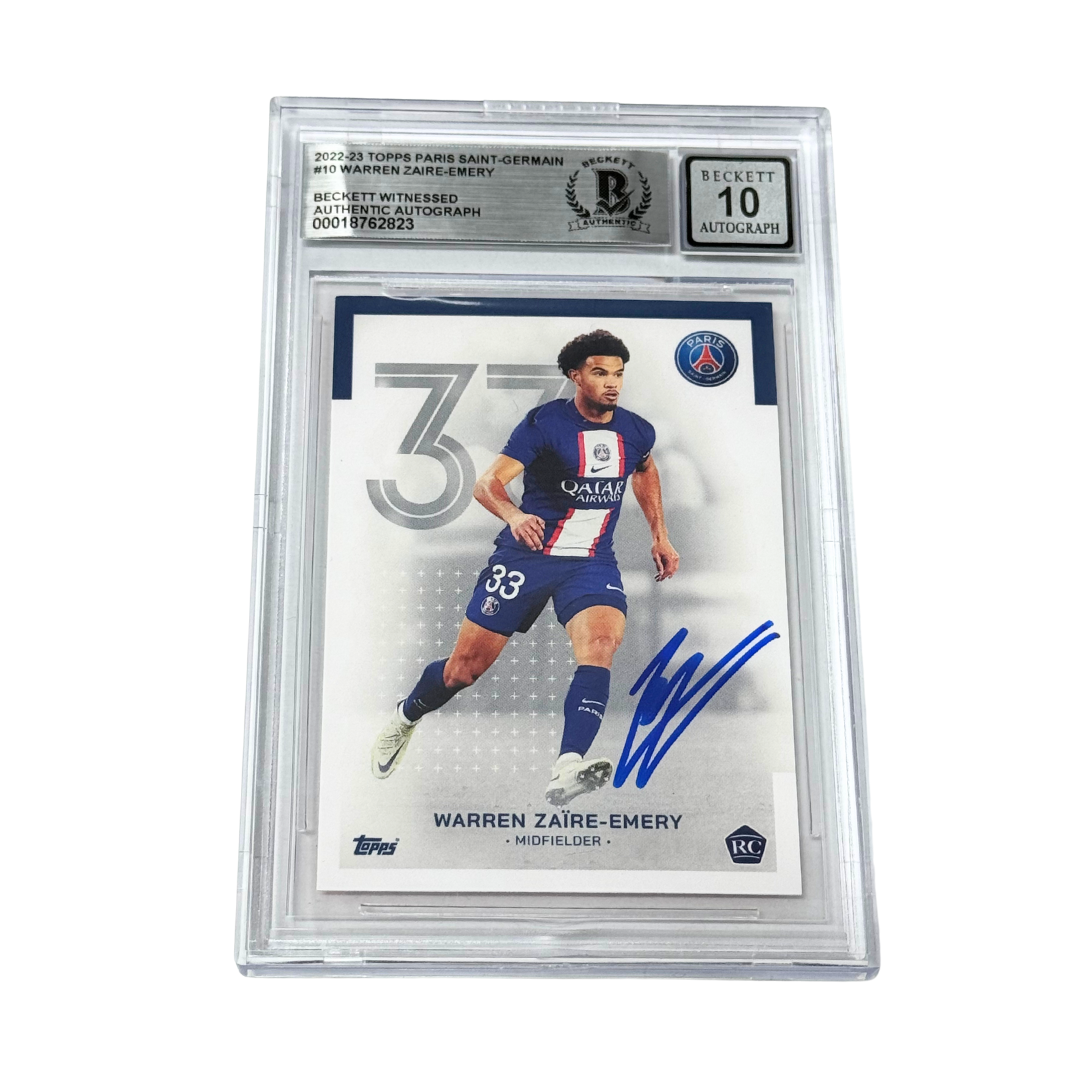 Warren Zaire-Emery Signed 2022-23 Topps PSG Rookie #10 – BGS 10 Autograph