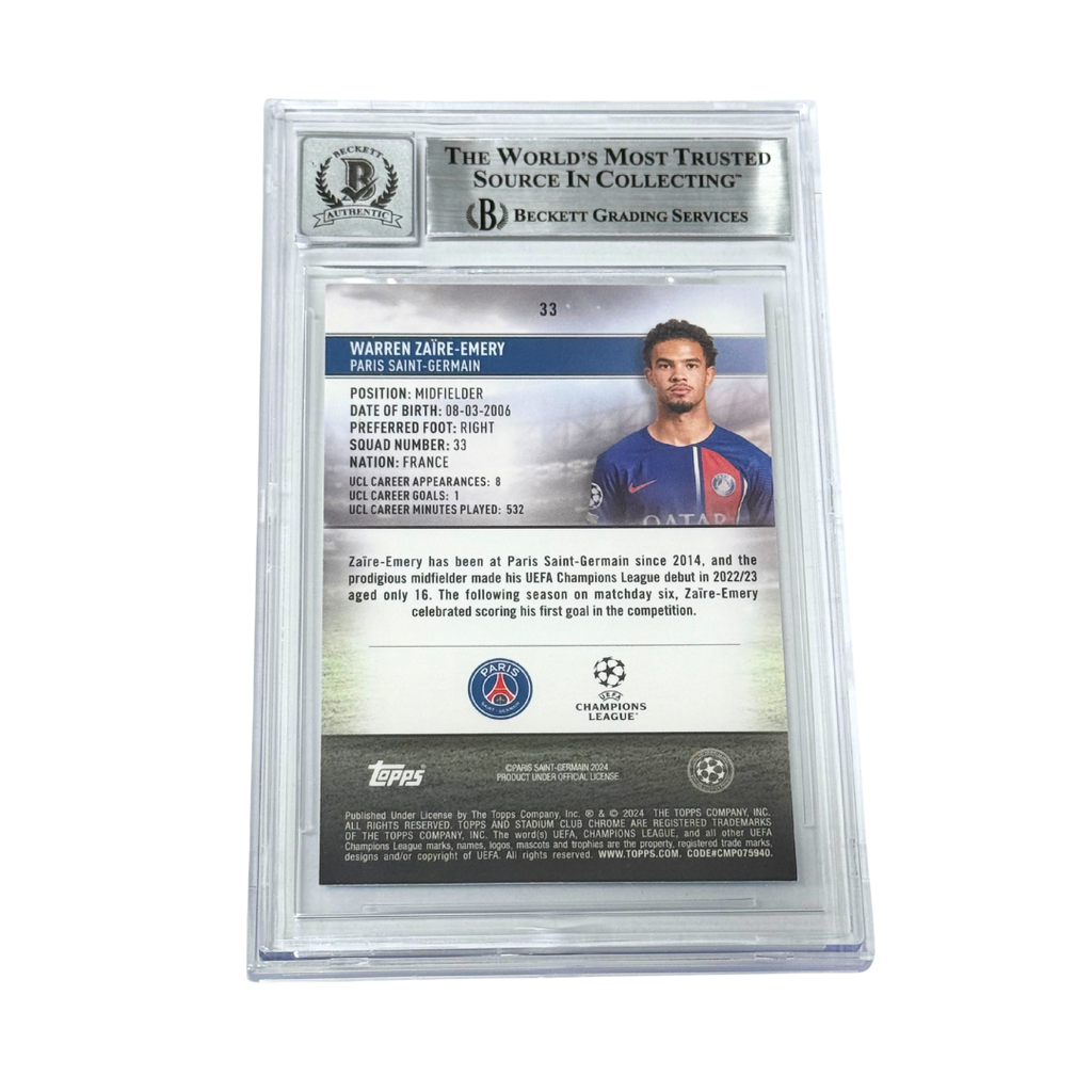 Warren Zaire-Emery Signed 2023-24 Topps Stadium Club Chrome /175 – BGS 10 Auto