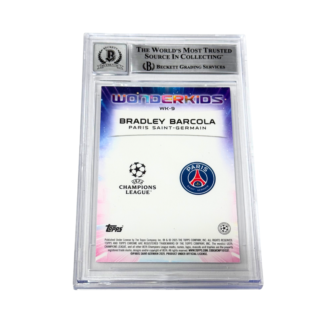 Bradley Barcola Signed 2024-25 Topps Chrome UCC Wonderkids – BGS 10 Autograph