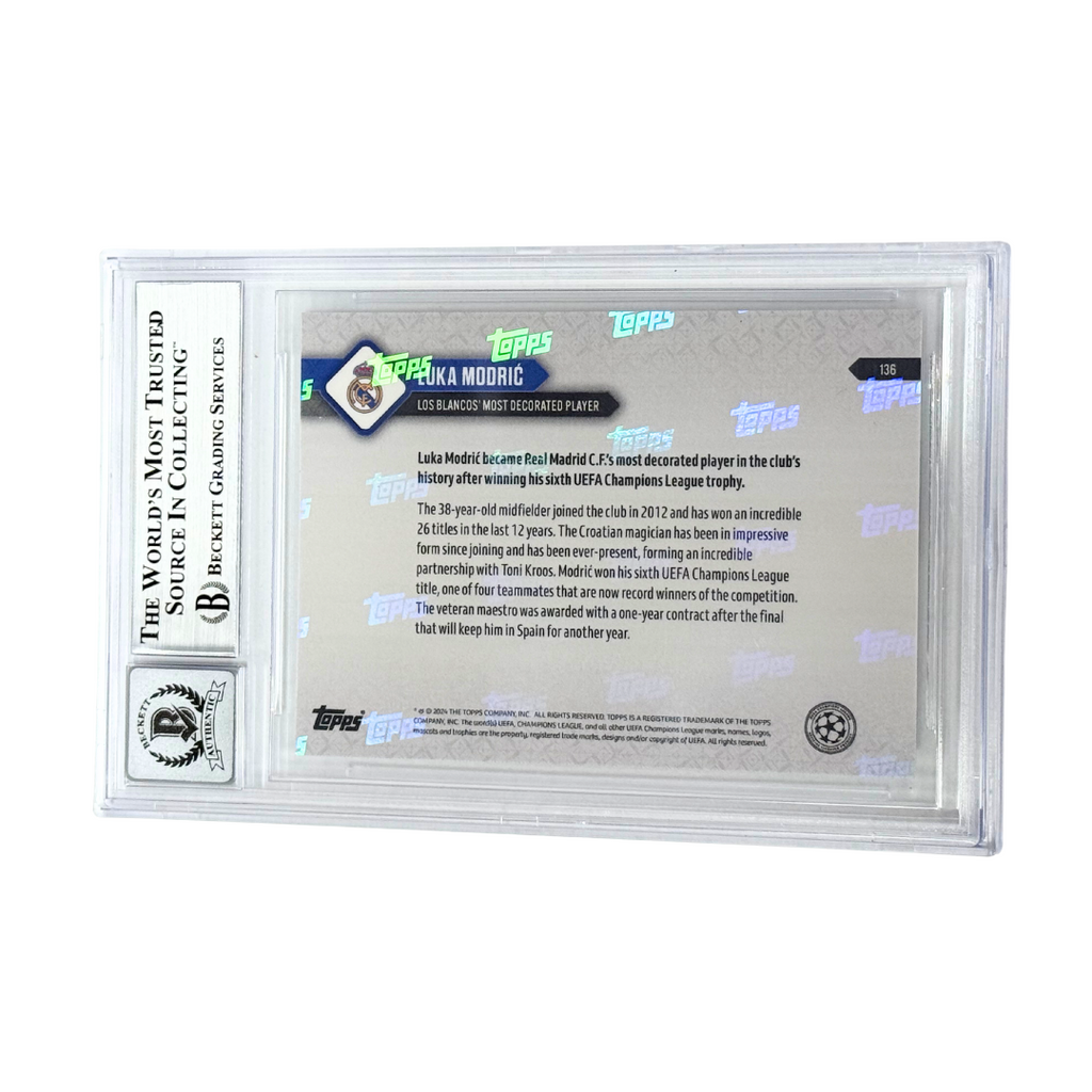 Luka Modric Signed 2024-25 Topps Now UCC Most Decorated Player – BGS 10