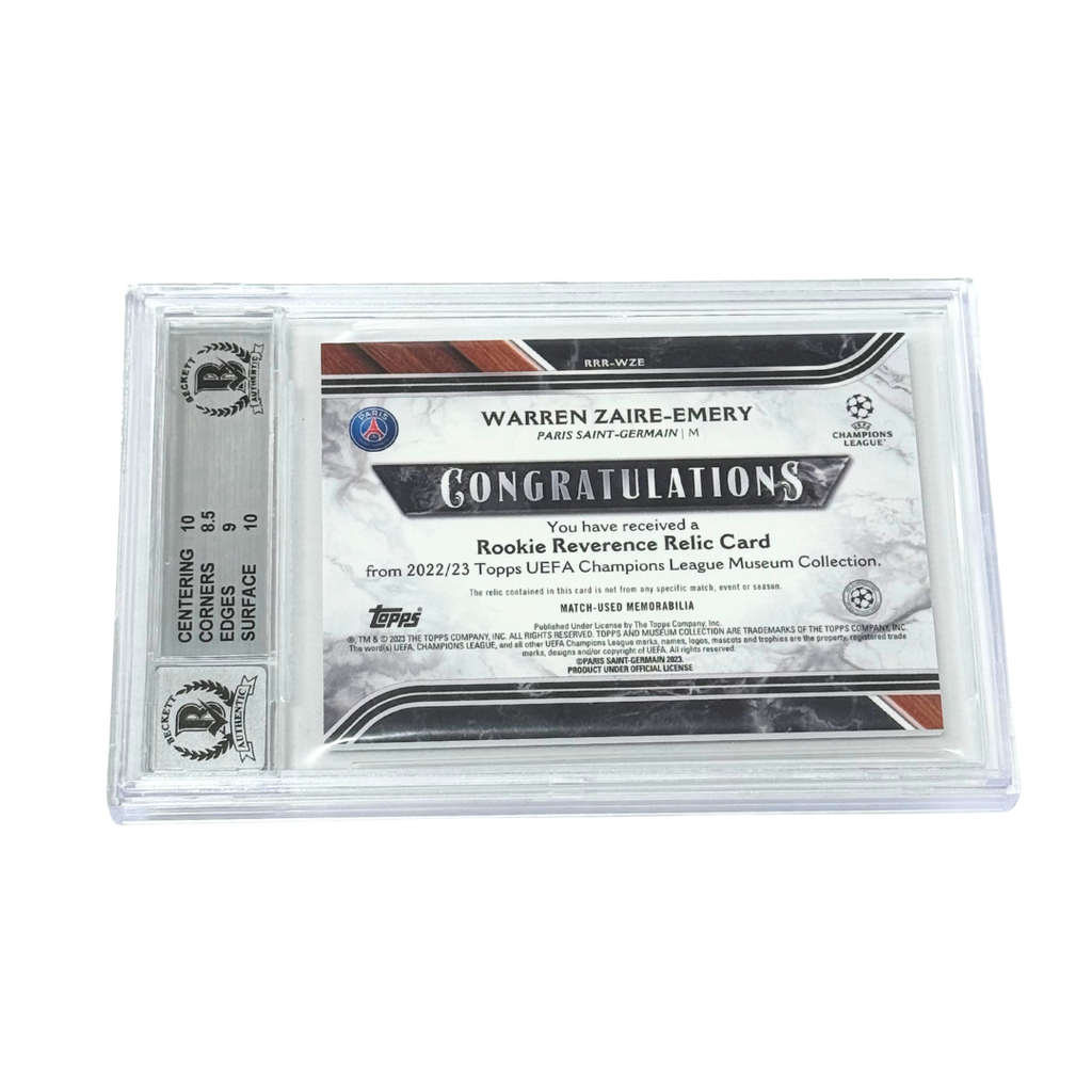Warren Zaire-Emery Signed 2022 Topps Museum UCL Rookie Relics /199 – BGS 9