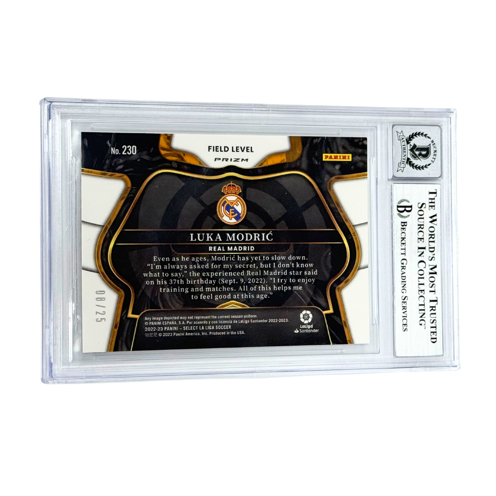 Luka Modric Signed 2022-23 Panini Select La Liga Zebra /25 #230 – BGS 10
