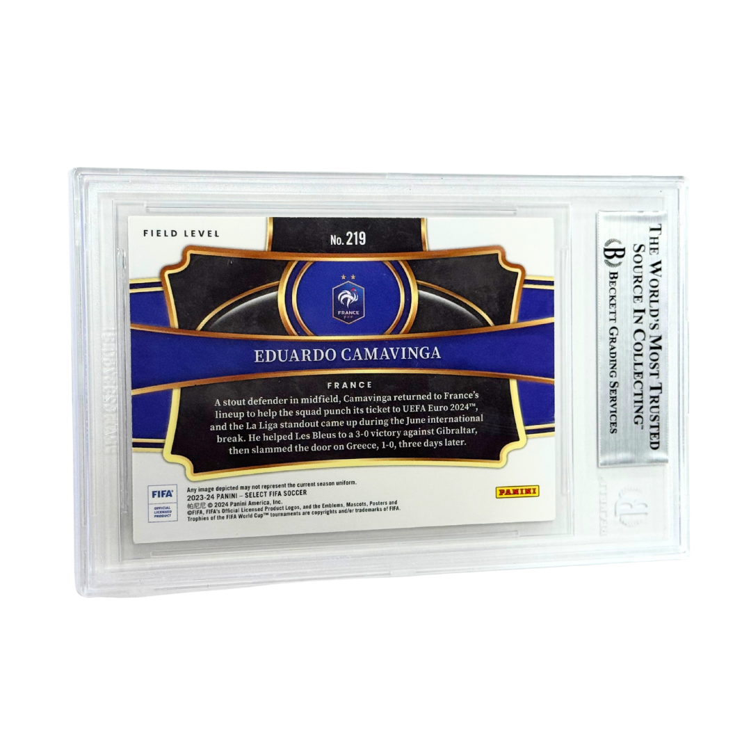Eduardo Camavinga Signed 2023 Panini Select FIFA Field Level - Beckett Witness