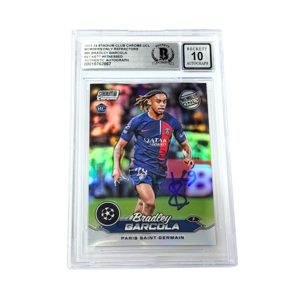 Bradley Barcola Signed 2023-24 Topps Stadium Club Chrome Members – BGS 10 Auto
