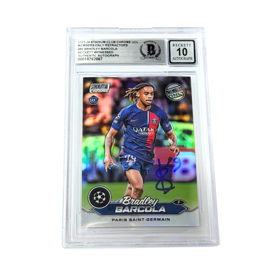 Bradley Barcola Signed 2023-24 Topps Stadium Club Chrome Members – BGS 10 Auto