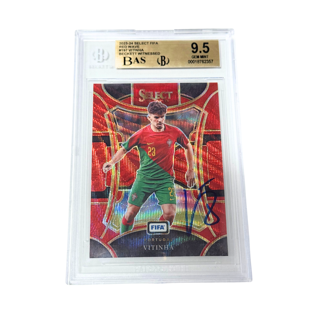 Vitinha Signed 2023-24 Panini Select FIFA /149 Red Wave #197 – BGS 9.5