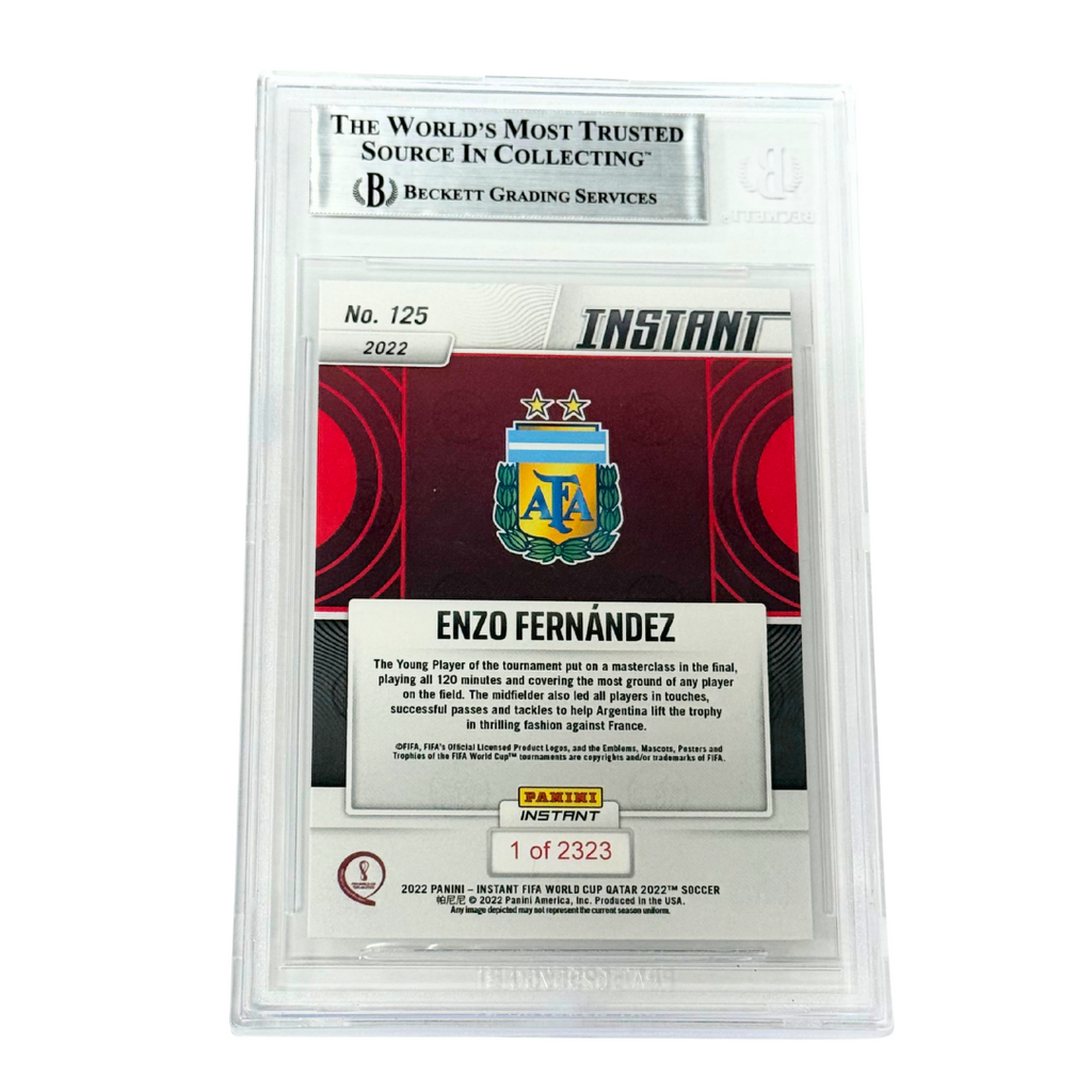 Enzo Fernandez Signed 2022 Panini Instant World Cup Rookie - Beckett Witness
