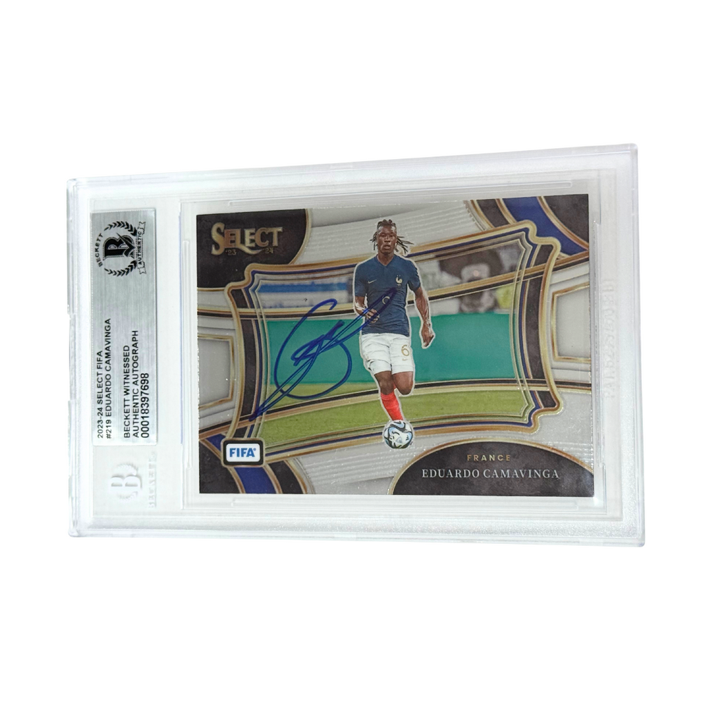 Eduardo Camavinga Signed 2023 Panini Select FIFA Field Level - Beckett Witness