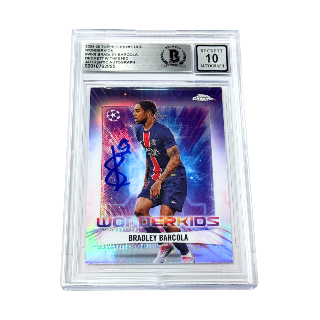 Bradley Barcola Signed 2024-25 Topps Chrome UCC Wonderkids – BGS 10 Autograph