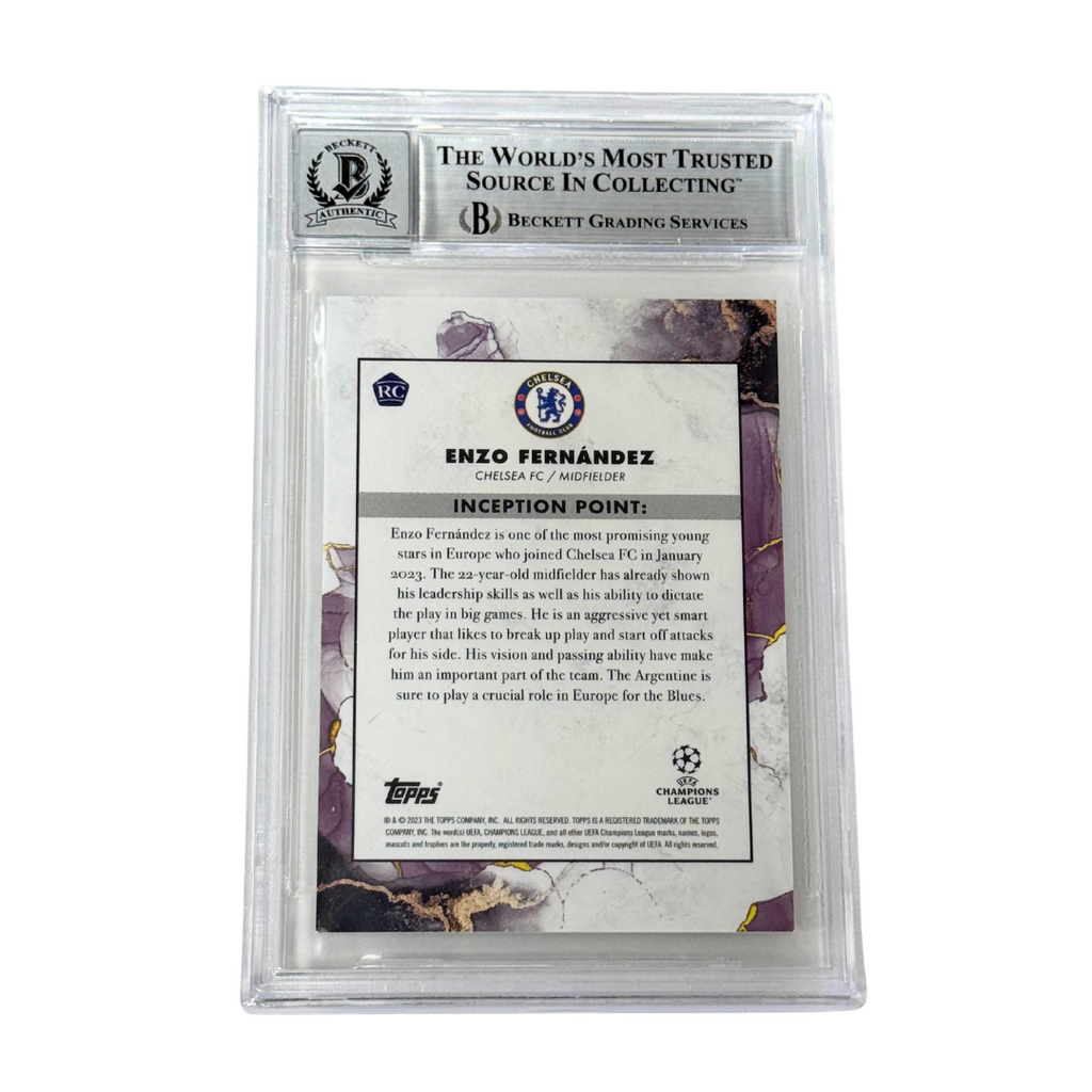 Enzo Fernandez Signed 2022-23 Topps Inception UCC Rainbow #117 - Beckett Witness