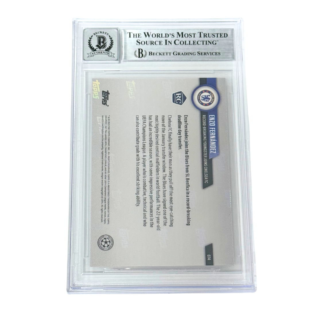 Enzo Fernandez Signed 2022-23 Topps Now UCL #74 - Beckett Witness