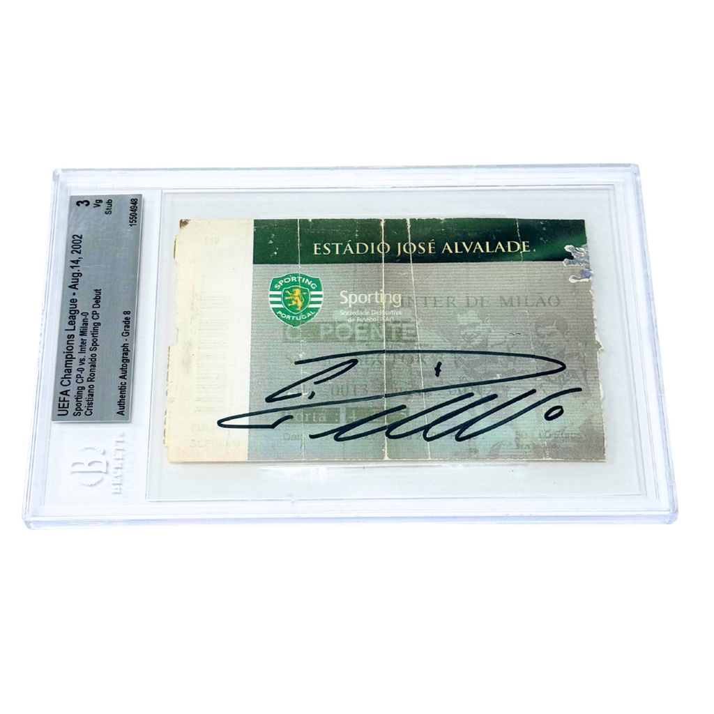 Cristiano Ronaldo Signed 2002 Professional Debut Sporting Match Ticket – BGS 3
