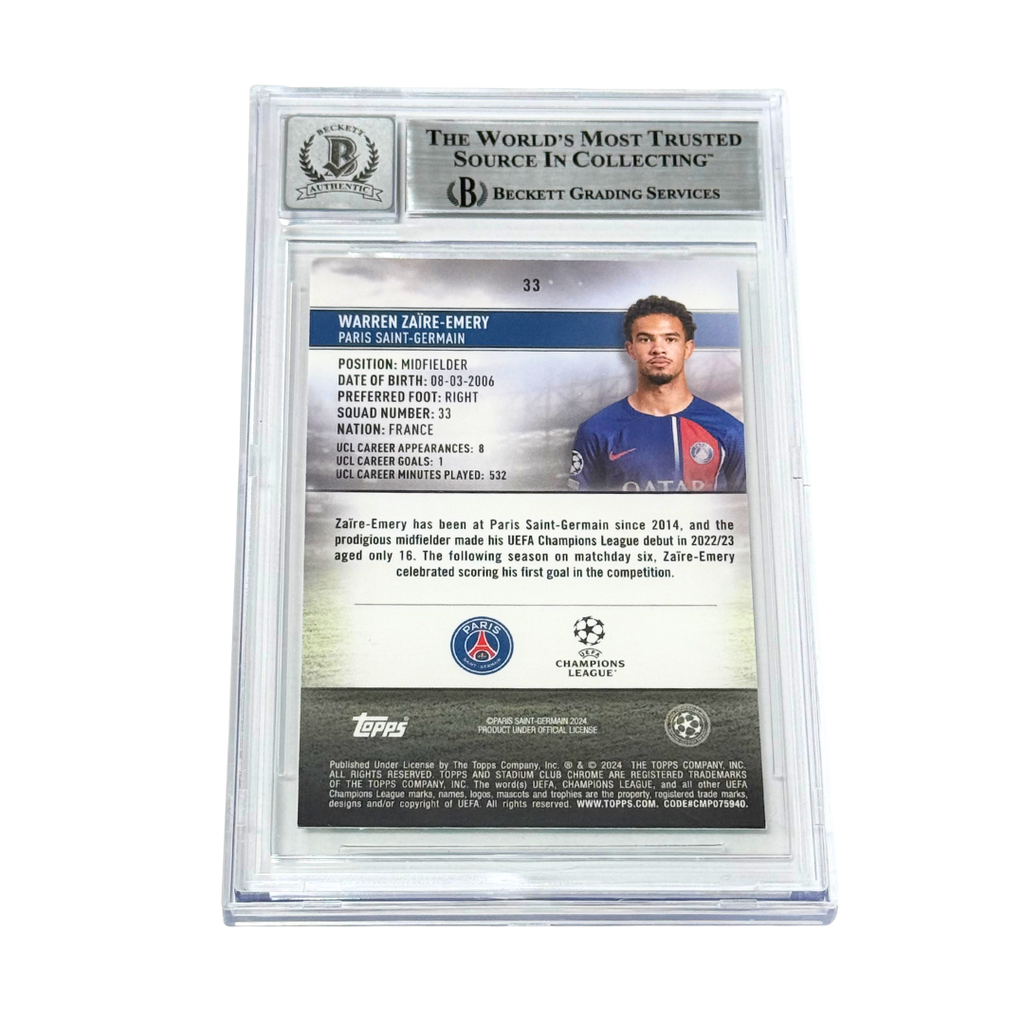 Warren Zaire-Emery Signed 2023 Topps Stadium Club Chrome /125 - BGS 10 Autograph