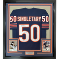 Framed Autographed/Signed Mike Singletary HOF 98 35x39 Chicago Blue Football Jersey JSA COA