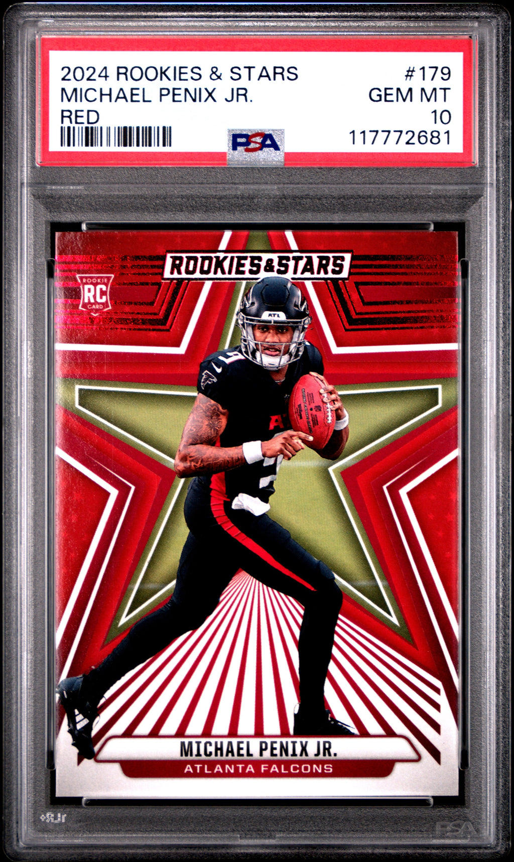 Graded 2024 Panini Rookies & Stars Michael Penix Jr #179 Red Rookie RC Football Card PSA 10 Gem Mint