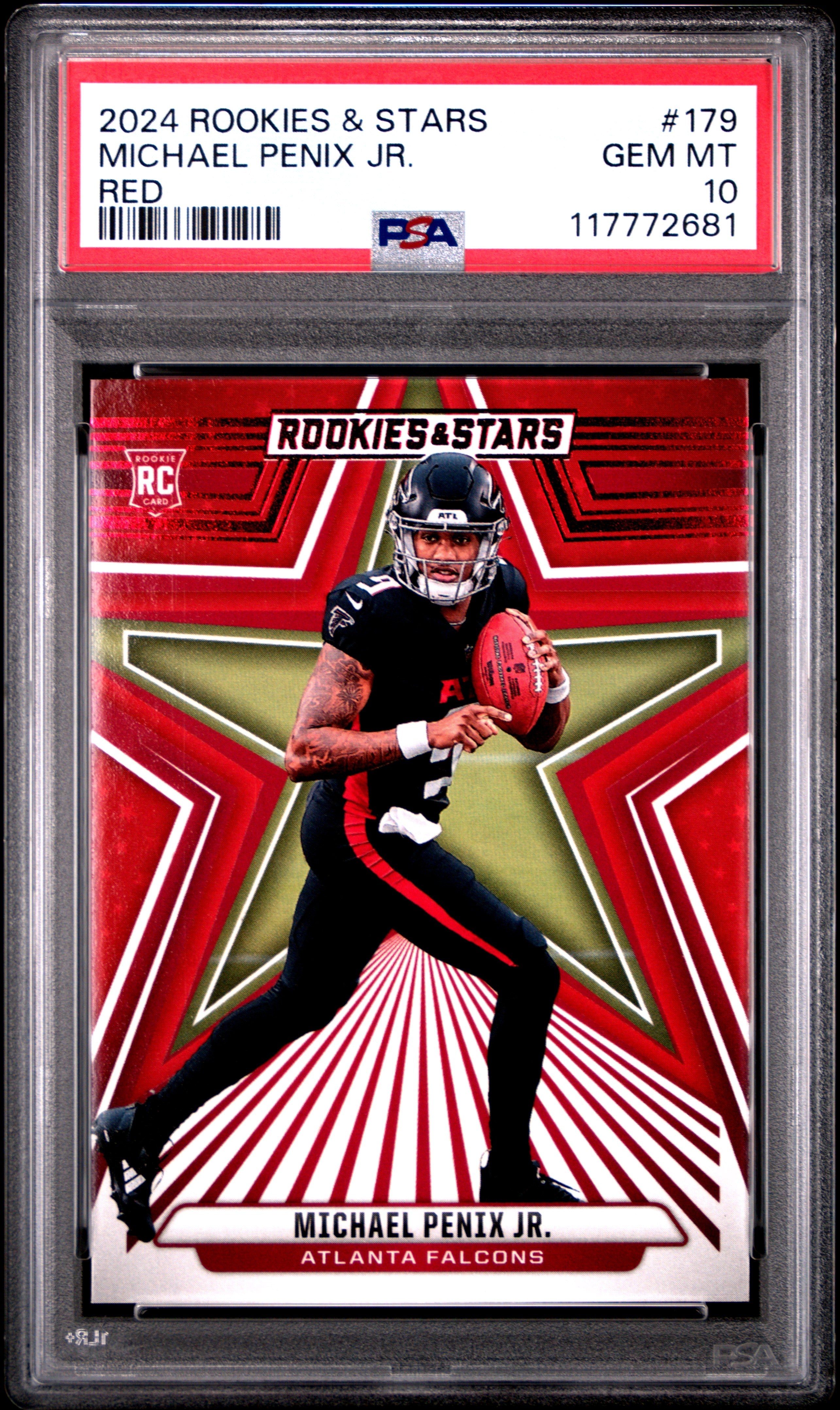 Graded 2024 Panini Rookies & Stars Michael Penix Jr #179 Red Rookie RC Football Card PSA 10 Gem Mint