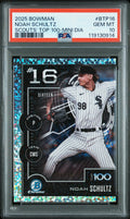 Graded 2025 Topps Bowman Noah Schultz #BTP16 Scouts Top 100 Mini Diamond /150 Rookie RC Baseball Card PSA 10 Gem Mint