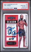 Jon Jones Signed 2021 Panini Chronicles UFC Season Ticket #9 – PSA 10 AUTO 10