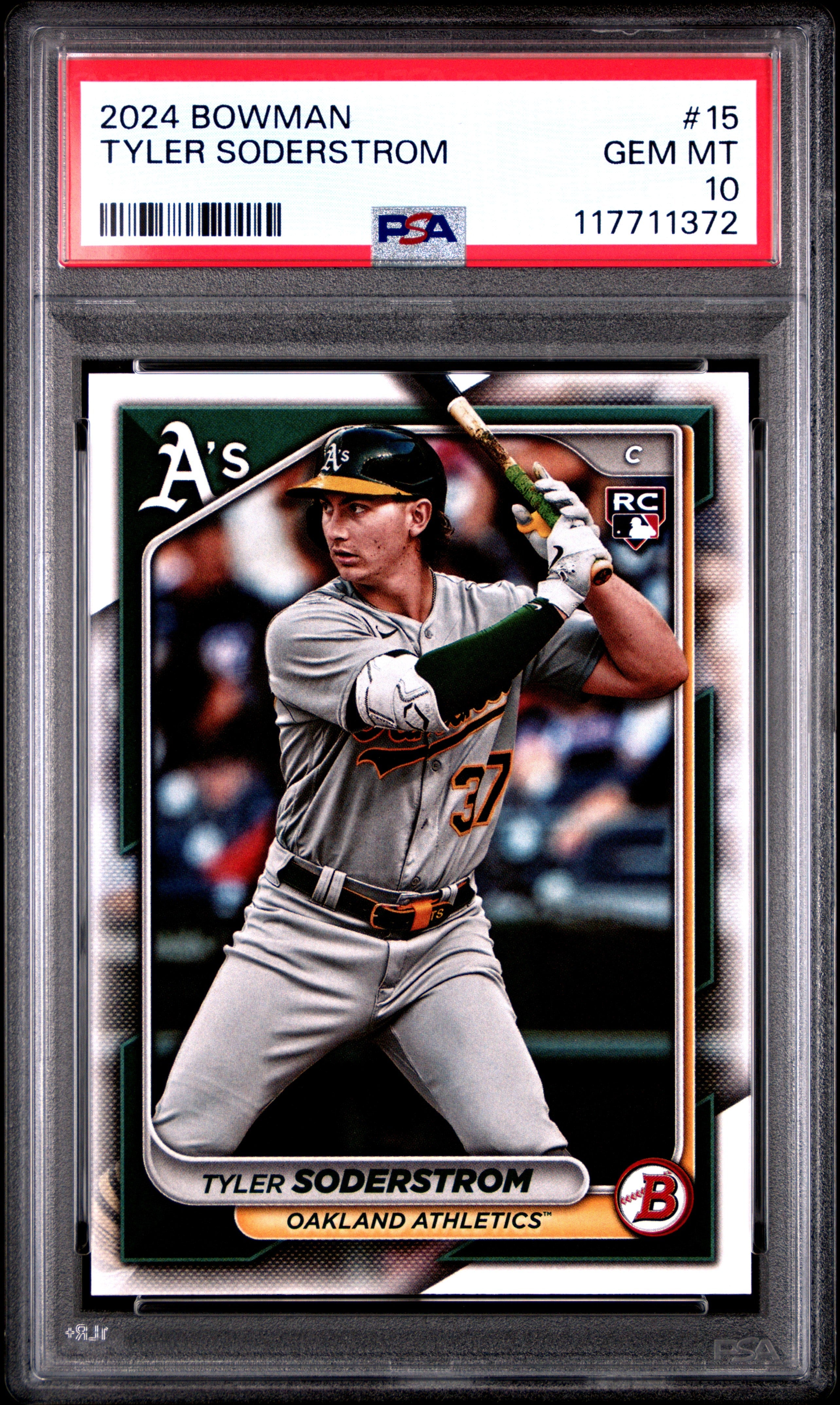 Graded 2024 Topps Bowman Tyler Soderstrom #15 Rookie RC Baseball Card PSA 10 Gem Mint