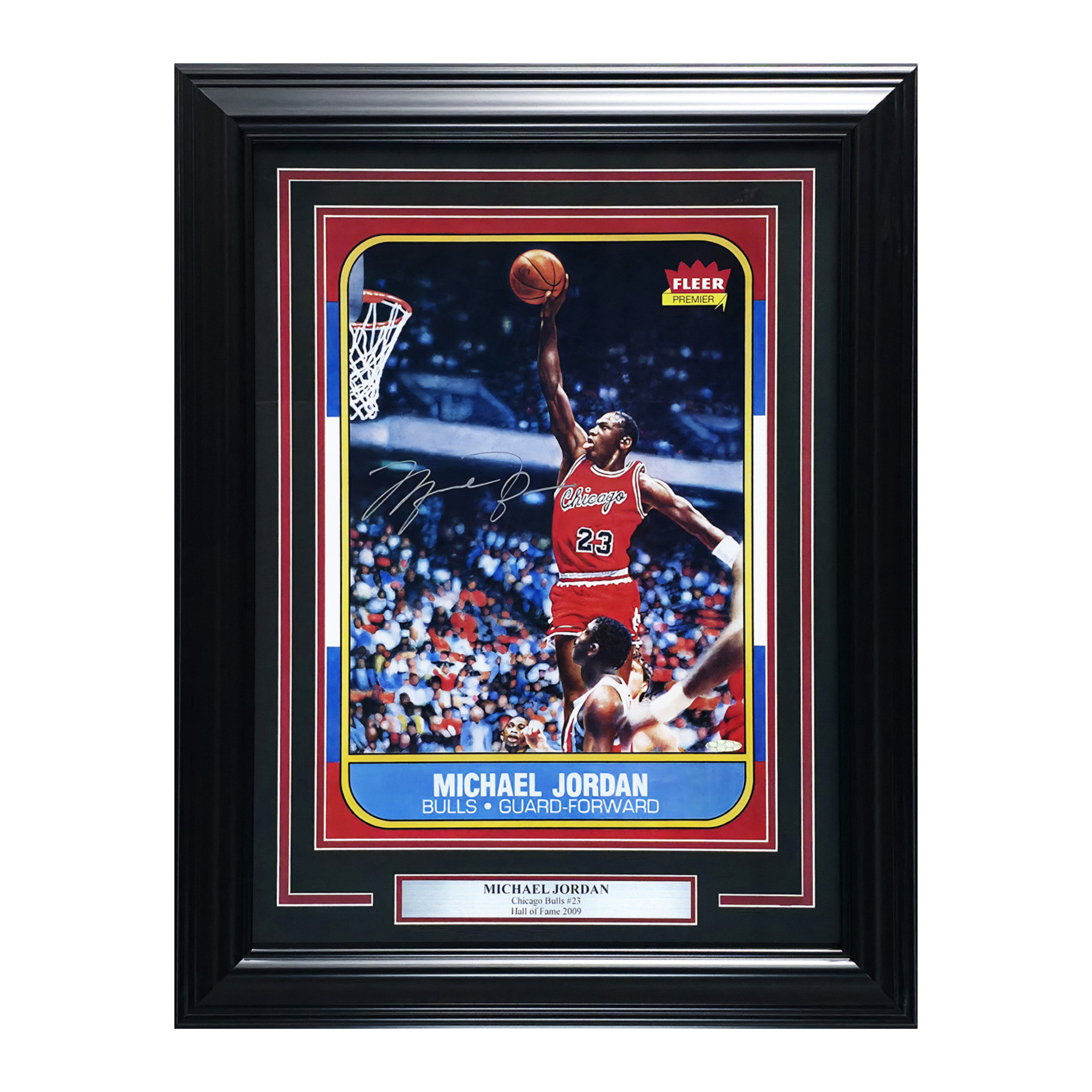 Michael Jordan Autographed Framed 1986 Fleer Rookie Card #57 Blow Up Poster Chicago Bulls UDA Holo