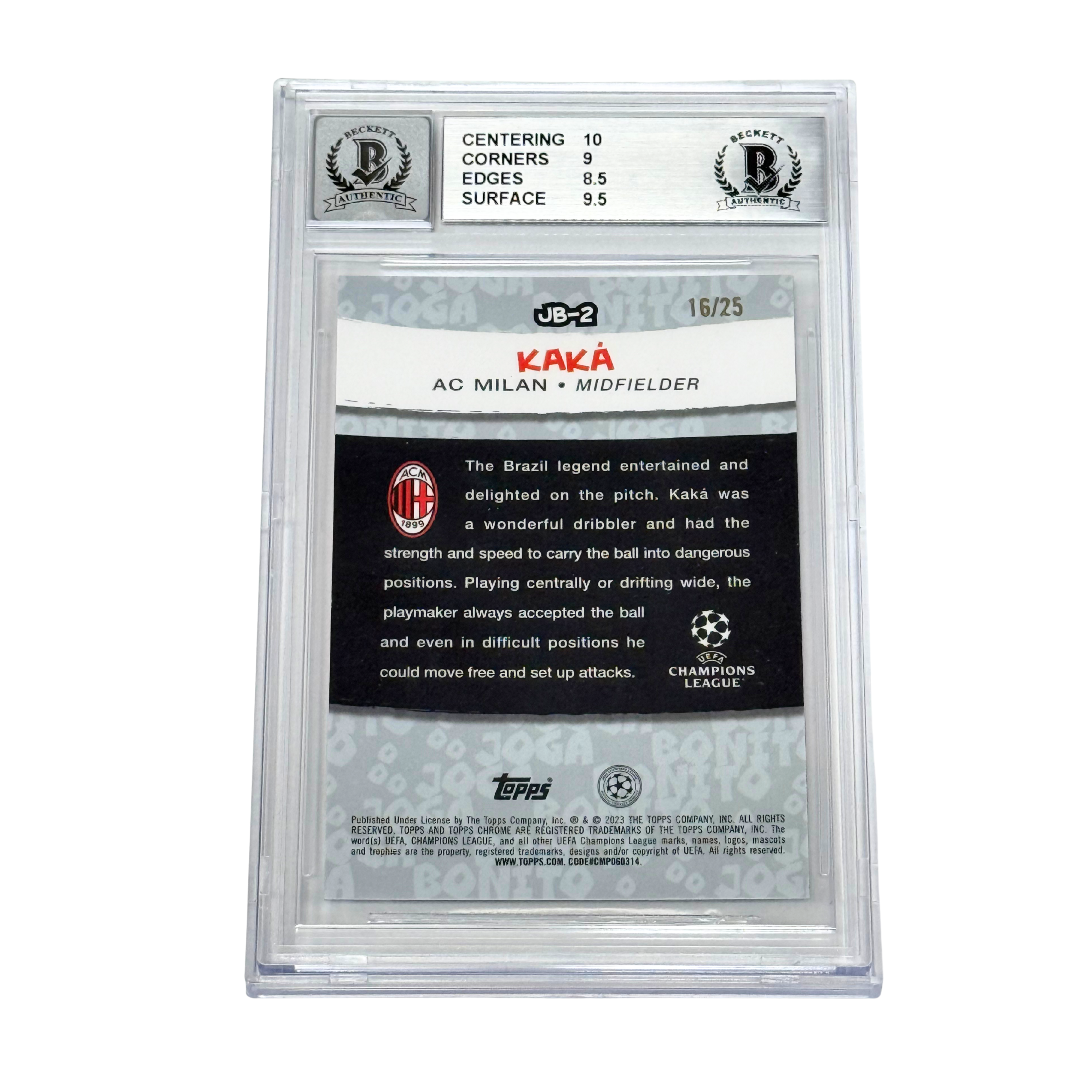 Kaka Signed 2022-23 Topps Chrome UCC Joga Bonito Orange /25 – BGS 9 AUTO 10